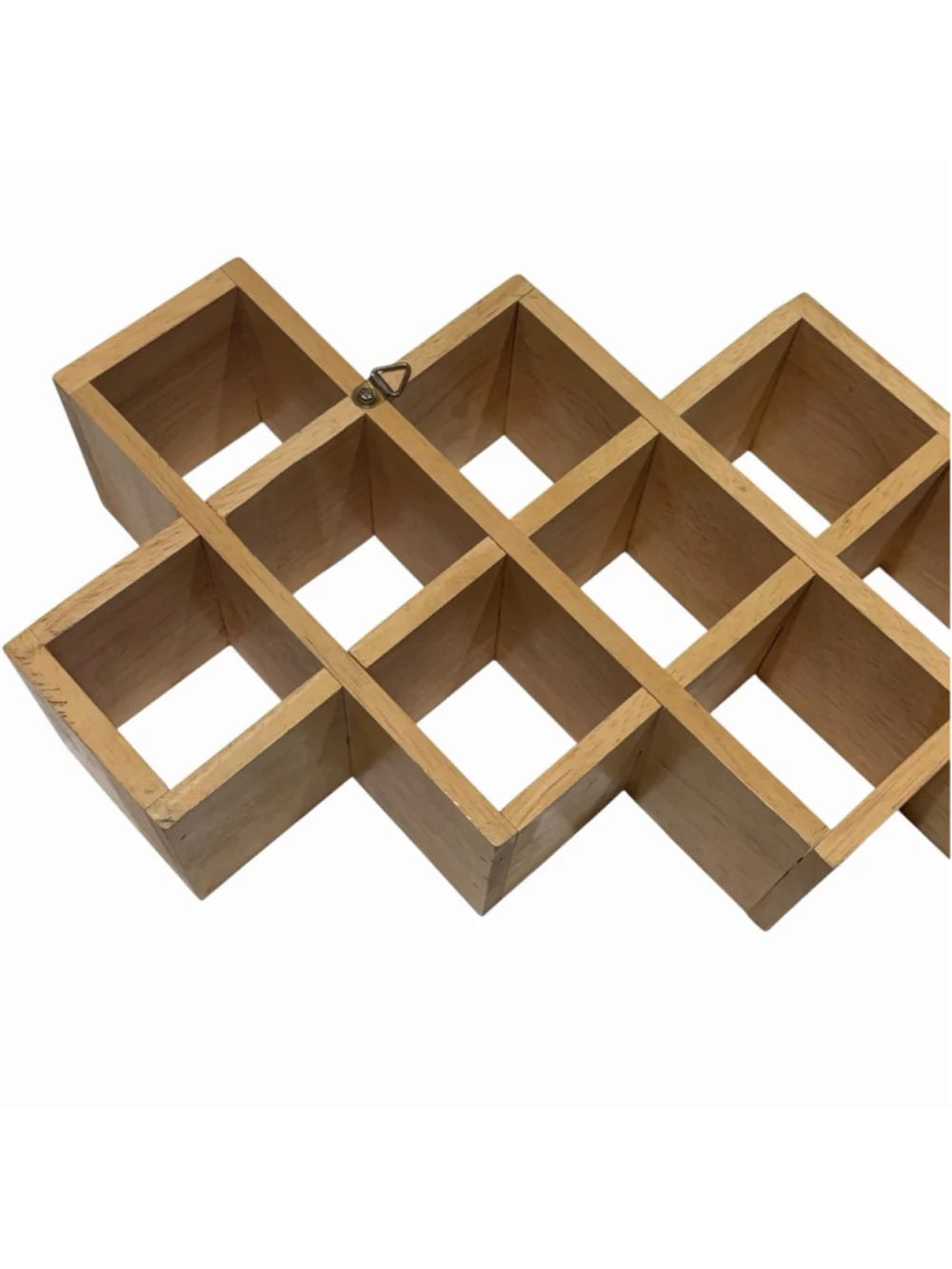 Wood Wall Display Shelf Shadow Box 14 Cubby Hanging Mini Cube Display Spice Rack